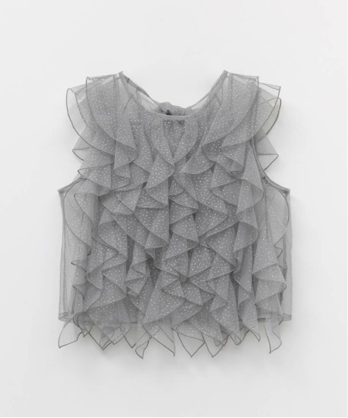 RANDA（ランダ）の「ラメドットチュールフリルブラウス（シャツ/ブラウス・レディース・グレー/ピンク/ホワイト・FREE）」の13枚目の写真