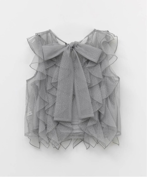 RANDA（ランダ）の「ラメドットチュールフリルブラウス（シャツ/ブラウス・レディース・グレー/ピンク/ホワイト・FREE）」の14枚目の写真