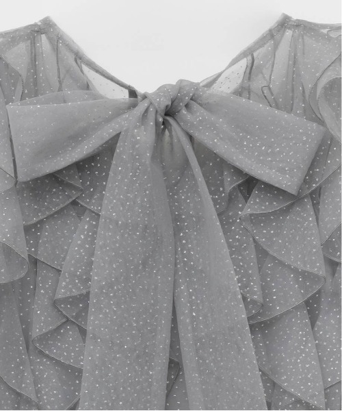 RANDA（ランダ）の「ラメドットチュールフリルブラウス（シャツ/ブラウス・レディース・グレー/ピンク/ホワイト・FREE）」の15枚目の写真