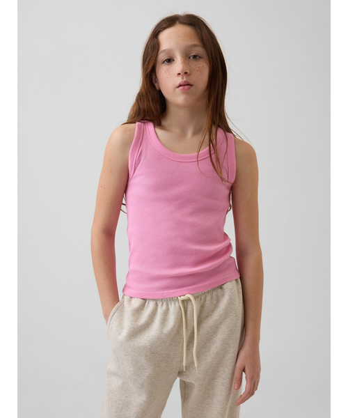 GAP（ギャップ）の「リブ スクープネック タンクトップ (キッズ)（タンクトップ・キッズ・ピンク/ホワイト×ネイビー/オフホワイト/ブルー/ライトブルー・160cm/150cm/130cm/120cm/110cm/140cm）」の5枚目の写真