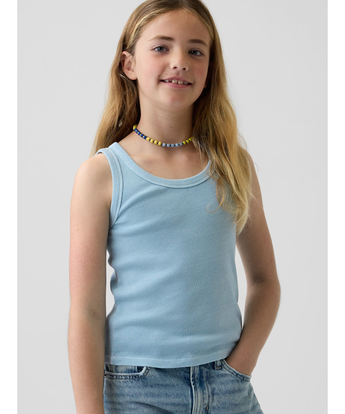 GAP（ギャップ）の「リブ スクープネック タンクトップ (キッズ)（タンクトップ・キッズ・ピンク/ホワイト×ネイビー/オフホワイト/ブルー/ライトブルー・160cm/150cm/130cm/120cm/110cm/140cm）」の4枚目の写真