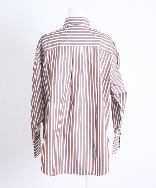 THE FLATS（ザフラッツ）の「ST:THE FLATS STRIPE BIG SHIRT / ストライプ ビッグシャツ（シャツ/ブラウス・レディース・ブラウン・FREE）」の2枚目の写真