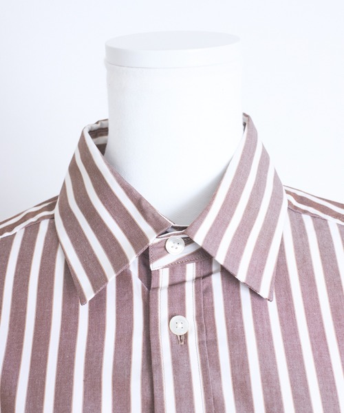 THE FLATS（ザフラッツ）の「ST:THE FLATS STRIPE BIG SHIRT / ストライプ ビッグシャツ（シャツ/ブラウス・レディース・ブラウン・FREE）」の3枚目の写真