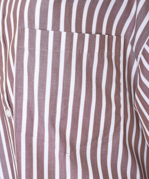 THE FLATS（ザフラッツ）の「ST:THE FLATS STRIPE BIG SHIRT / ストライプ ビッグシャツ（シャツ/ブラウス・レディース・ブラウン・FREE）」の4枚目の写真