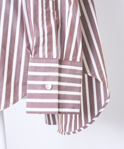 THE FLATS（ザフラッツ）の「ST:THE FLATS STRIPE BIG SHIRT / ストライプ ビッグシャツ（シャツ/ブラウス・レディース・ブラウン・FREE）」の5枚目の写真