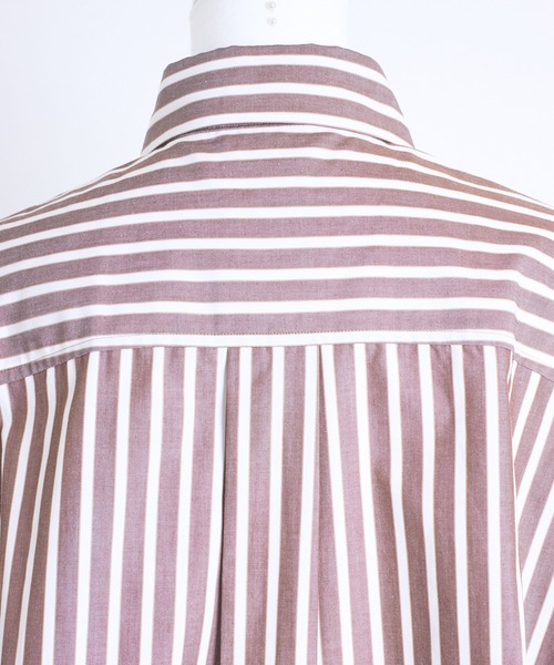 THE FLATS（ザフラッツ）の「ST:THE FLATS STRIPE BIG SHIRT / ストライプ ビッグシャツ（シャツ/ブラウス・レディース・ブラウン・FREE）」の6枚目の写真