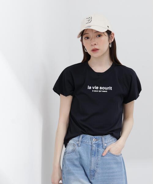 PROPORTION BODY DRESSING（プロポーションボディドレッシング）の「【加藤栞さん着用】パフスリーブロゴＴシャツ / 1216160404（Tシャツ/カットソー・レディース・ホワイト/ネイビー/グレー・FREE）」の3枚目の写真