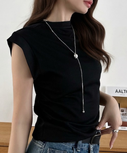 Eclat one(エクラワン)の「【Eclat one】フレンチスリーブ 綺麗め シンプル カットソー(Tシャツ/カットソー・レディース・ホワイト/ブルー/ブラック・FREE)」の5枚目の写真