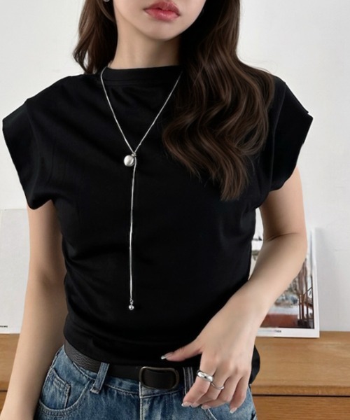 Eclat one(エクラワン)の「【Eclat one】フレンチスリーブ 綺麗め シンプル カットソー(Tシャツ/カットソー・レディース・ホワイト/ブルー/ブラック・FREE)」の8枚目の写真