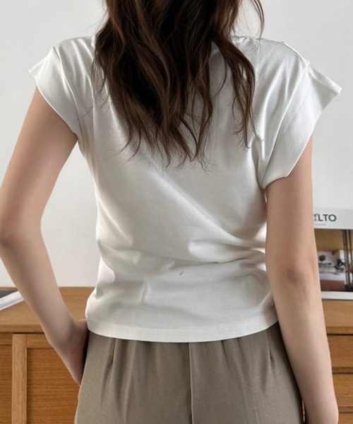 Eclat one(エクラワン)の「【Eclat one】フレンチスリーブ 綺麗め シンプル カットソー(Tシャツ/カットソー・レディース・ホワイト/ブルー/ブラック・FREE)」の17枚目の写真