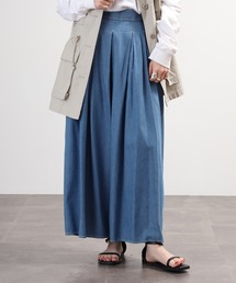 EGLANTINE（エグランティーヌ）の「EGLANTINE タックワイド テンセルデニムパンツ（デニムパンツ）」