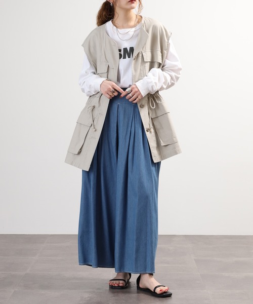 EGLANTINE(エグランティーヌ)の「EGLANTINE タックワイド テンセルデニムパンツ(デニムパンツ・レディース・ネイビー/ブルー・40)」の15枚目の写真