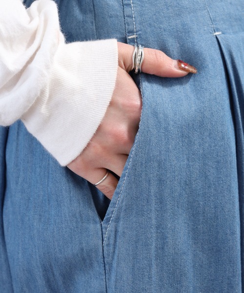 EGLANTINE(エグランティーヌ)の「EGLANTINE タックワイド テンセルデニムパンツ(デニムパンツ・レディース・ネイビー/ブルー・40)」の21枚目の写真