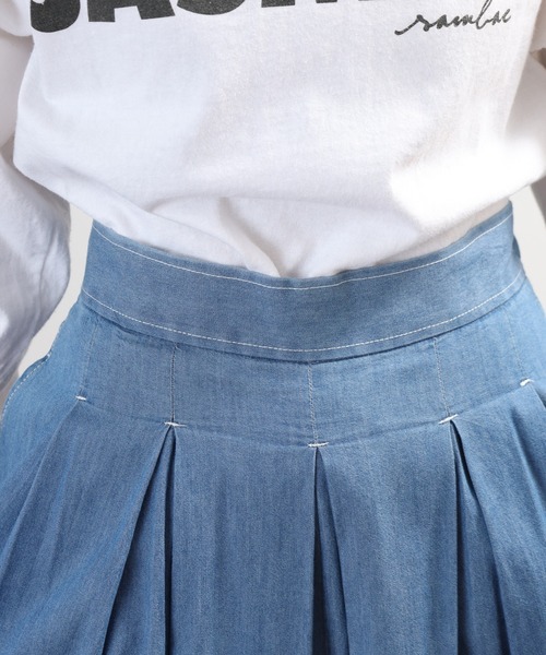 EGLANTINE(エグランティーヌ)の「EGLANTINE タックワイド テンセルデニムパンツ(デニムパンツ・レディース・ネイビー/ブルー・40)」の20枚目の写真