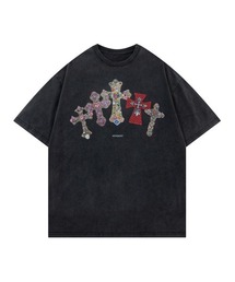 オーバーサイズクロスプリントTシャツ