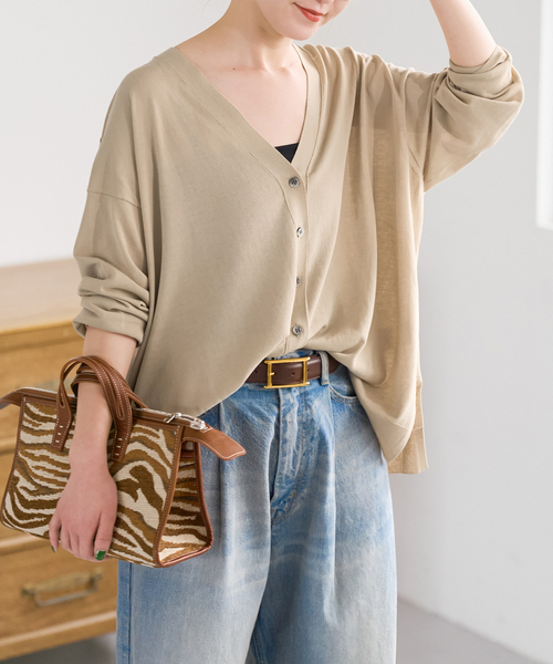 Spick & Span（スピックアンドスパン）の「《接触冷感 / 》ICE FINE Vネックカーディガン（カーディガン/ボレロ・レディース・ブラウン/オレンジ/ネイビー/ベージュ・FREE）」の8枚目の写真