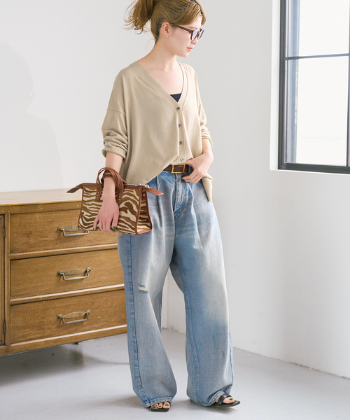 Spick & Span（スピックアンドスパン）の「《接触冷感 / 》ICE FINE Vネックカーディガン（カーディガン/ボレロ・レディース・ブラウン/オレンジ/ネイビー/ベージュ・FREE）」の11枚目の写真