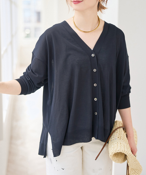 Spick & Span（スピックアンドスパン）の「《接触冷感 / 》ICE FINE Vネックカーディガン（カーディガン/ボレロ・レディース・ブラウン/オレンジ/ネイビー/ベージュ・FREE）」の15枚目の写真