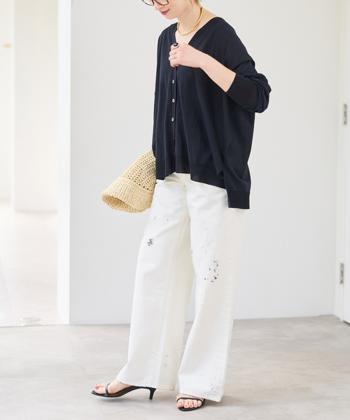 Spick & Span（スピックアンドスパン）の「《接触冷感 / 》ICE FINE Vネックカーディガン（カーディガン/ボレロ・レディース・ブラウン/オレンジ/ネイビー/ベージュ・FREE）」の18枚目の写真