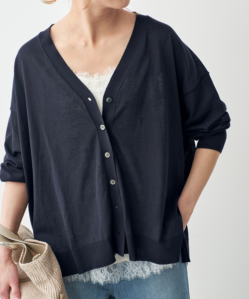 Spick & Span（スピックアンドスパン）の「《接触冷感 / 》ICE FINE Vネックカーディガン（カーディガン/ボレロ・レディース・ブラウン/オレンジ/ネイビー/ベージュ・FREE）」の20枚目の写真