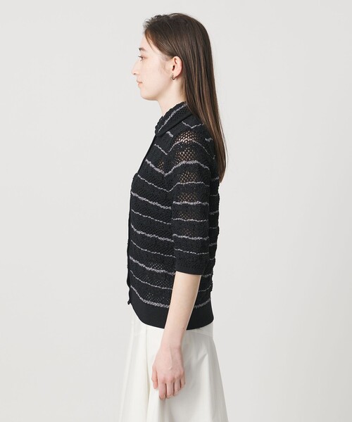 UNITED ARROWS(ユナイテッドアローズ)の「YTM ラメ ニットポロ カーディガン ‐ウォッシャブル‐(ニット/セーター・レディース・ブラック/オフホワイト/ネイビー・FREE)」の19枚目の写真