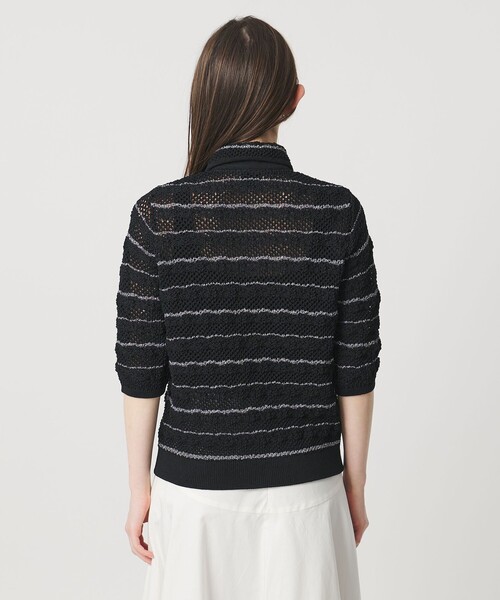 UNITED ARROWS(ユナイテッドアローズ)の「YTM ラメ ニットポロ カーディガン ‐ウォッシャブル‐(ニット/セーター・レディース・ブラック/オフホワイト/ネイビー・FREE)」の18枚目の写真