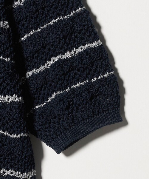 UNITED ARROWS(ユナイテッドアローズ)の「YTM ラメ ニットポロ カーディガン ‐ウォッシャブル‐(ニット/セーター・レディース・ブラック/オフホワイト/ネイビー・FREE)」の14枚目の写真