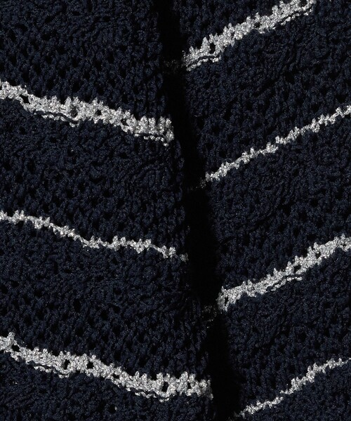 UNITED ARROWS(ユナイテッドアローズ)の「YTM ラメ ニットポロ カーディガン ‐ウォッシャブル‐(ニット/セーター・レディース・ブラック/オフホワイト/ネイビー・FREE)」の12枚目の写真