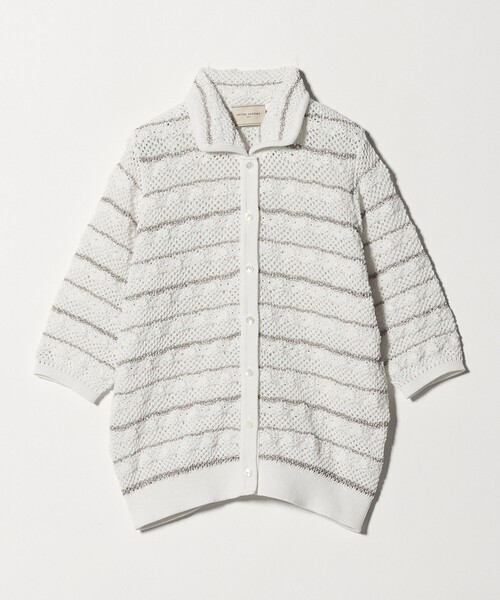 UNITED ARROWS(ユナイテッドアローズ)の「YTM ラメ ニットポロ カーディガン ‐ウォッシャブル‐(ニット/セーター・レディース・ブラック/オフホワイト/ネイビー・FREE)」の11枚目の写真