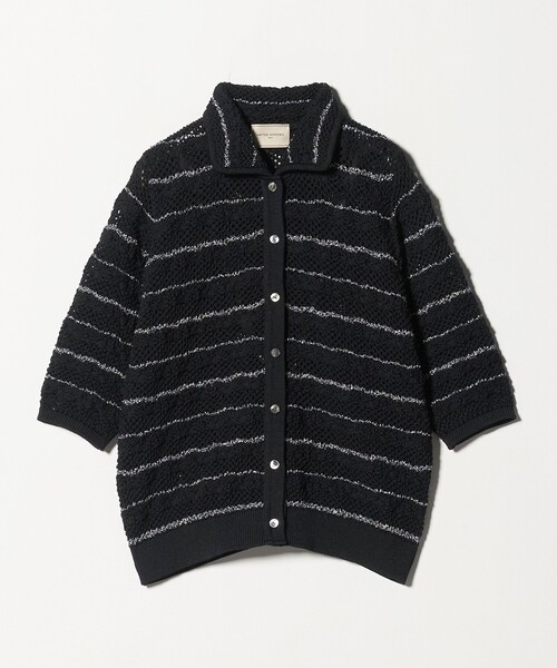 UNITED ARROWS(ユナイテッドアローズ)の「YTM ラメ ニットポロ カーディガン ‐ウォッシャブル‐(ニット/セーター・レディース・ブラック/オフホワイト/ネイビー・FREE)」の8枚目の写真