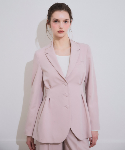 ROYAL PARTY（ロイヤルパーティー）の「【20th】ウエストシェイプラインストーンジャケット（テーラードジャケット・レディース・ブラック/ピンク/グレー・FREE）」の3枚目の写真