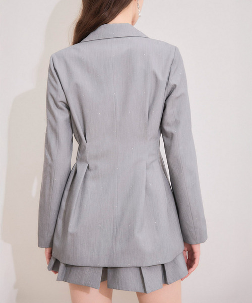 ROYAL PARTY（ロイヤルパーティー）の「【20th】ウエストシェイプラインストーンジャケット（テーラードジャケット・レディース・ブラック/ピンク/グレー・FREE）」の6枚目の写真