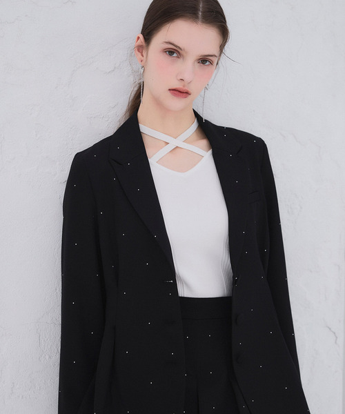 ROYAL PARTY（ロイヤルパーティー）の「【20th】ウエストシェイプラインストーンジャケット（テーラードジャケット・レディース・ブラック/ピンク/グレー・FREE）」の14枚目の写真
