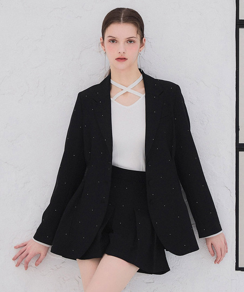 ROYAL PARTY（ロイヤルパーティー）の「【20th】ウエストシェイプラインストーンジャケット（テーラードジャケット・レディース・ブラック/ピンク/グレー・FREE）」の13枚目の写真