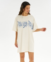 ROXY（ロキシー）の「ROXY/ロキシー ワンピース 半袖 Tシャツワンピ ハイビスカス 刺しゅう BREAK LINE DRESS RDR262639M（ワンピース）」