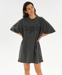 ROXY（ロキシー）の「ROXY/ロキシー ワンピース 半袖 Tシャツワンピ ハイビスカス 刺しゅう BREAK LINE DRESS RDR262639M（ワンピース）」