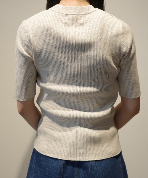 CLANE H/N HALF SLEEVE RIB KNIT TOPS（ニット/セーター）｜CLANE