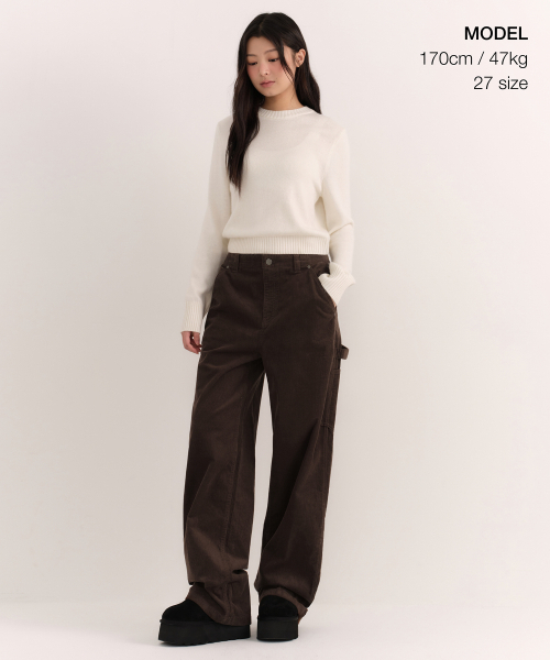 MUSINSA STANDARD WOMAN（ムシンサスタンダードウーマン）の「ウィメンズ 11W コーデュロイワイドカーペンターパンツ [ブラウン]（その他パンツ・レディース・その他・24/25/26/28/29/30/27）」の2枚目の写真