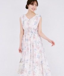 tocco closet（トッコ　クローゼット）の「【ZOZO限定】バックリボンウエストシャーリングニュアンスフラワーワンピース（ワンピース）」