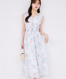 tocco closet（トッコ　クローゼット）の「【ZOZO限定】バックリボンウエストシャーリングニュアンスフラワーワンピース（ワンピース）」