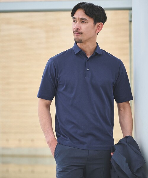 green label relaxing（グリーンレーベルリラクシング）の「【WEB限定】JUST fit デイリー ドライ カッタウェイ 半袖 ポロシャツ -吸水速乾・抗菌-（ポロシャツ・メンズ・ブラック/ホワイト/ダークグレー/モカ/ネイビー・L/S/XL/M）」の5枚目の写真