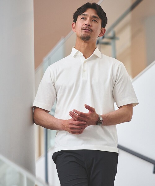 green label relaxing（グリーンレーベルリラクシング）の「【WEB限定】JUST fit デイリー ドライ カッタウェイ 半袖 ポロシャツ -吸水速乾・抗菌-（ポロシャツ・メンズ・ブラック/ホワイト/ダークグレー/モカ/ネイビー・L/S/XL/M）」の2枚目の写真