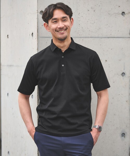 green label relaxing（グリーンレーベルリラクシング）の「【WEB限定】JUST fit デイリー ドライ カッタウェイ 半袖 ポロシャツ -吸水速乾・抗菌-（ポロシャツ・メンズ・ブラック/ホワイト/ダークグレー/モカ/ネイビー・L/S/XL/M）」の3枚目の写真