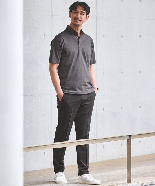 green label relaxing（グリーンレーベルリラクシング）の「【WEB限定】JUST fit デイリー ドライ カッタウェイ 半袖 ポロシャツ -吸水速乾・抗菌-（ポロシャツ・メンズ・ブラック/ホワイト/ダークグレー/モカ/ネイビー・L/S/XL/M）」の6枚目の写真