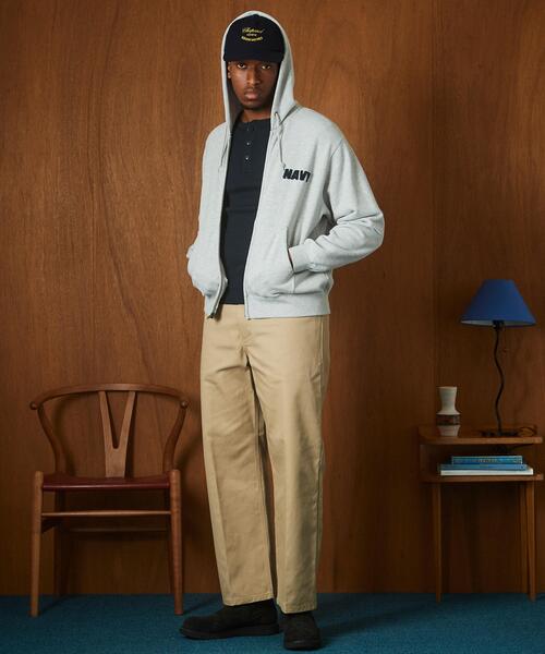 Schott（ショット）の「Schott/ショット/TOMPKINS ZIP HOODED SWEAT/トンプキンス ジップ パーカー（パーカー・メンズ・グレー/ネイビー・XL/L/M/2XL）」の3枚目の写真