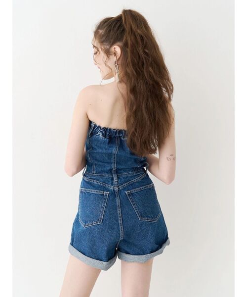 EVRIS（エヴリス）の「デニムベアロンパース　夏服（ワンピース・レディース・ライトブルー/インディゴブルー・MEDIUM/SMALL）」の6枚目の写真