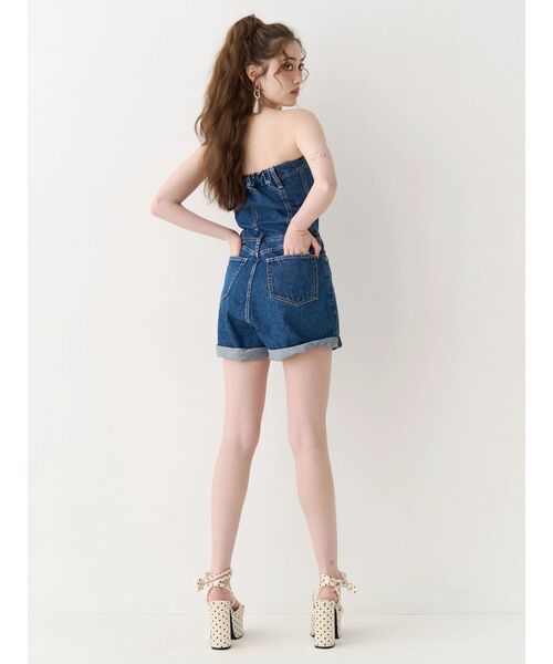 EVRIS（エヴリス）の「デニムベアロンパース　夏服（ワンピース・レディース・ライトブルー/インディゴブルー・MEDIUM/SMALL）」の7枚目の写真