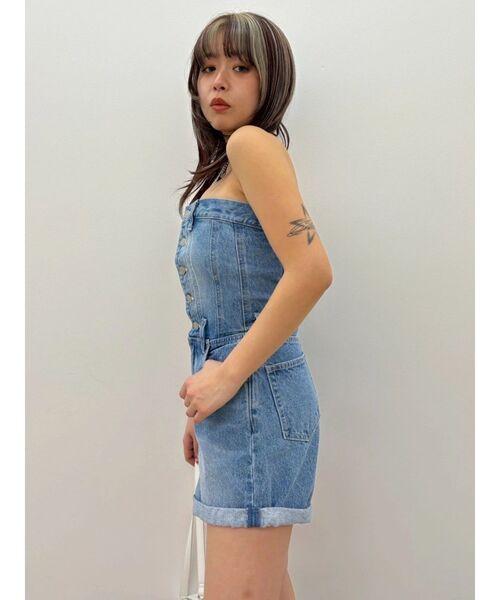 EVRIS（エヴリス）の「デニムベアロンパース　夏服（ワンピース・レディース・ライトブルー/インディゴブルー・MEDIUM/SMALL）」の11枚目の写真