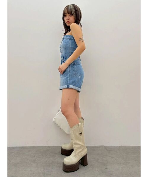 EVRIS（エヴリス）の「デニムベアロンパース　夏服（ワンピース・レディース・ライトブルー/インディゴブルー・MEDIUM/SMALL）」の14枚目の写真