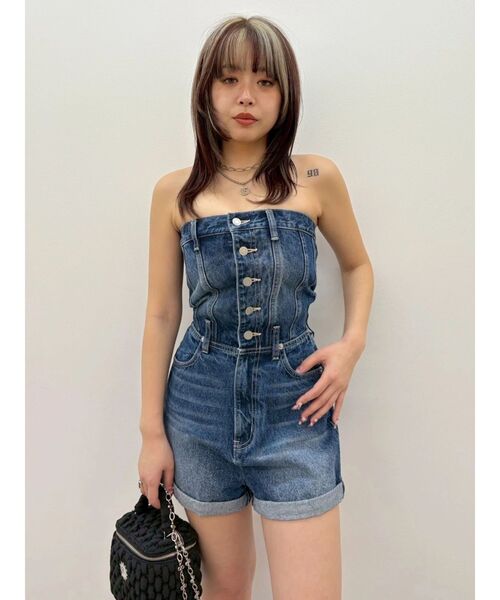 EVRIS（エヴリス）の「デニムベアロンパース　夏服（ワンピース・レディース・ライトブルー/インディゴブルー・MEDIUM/SMALL）」の17枚目の写真
